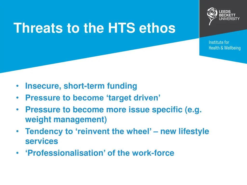threats to the hts ethos