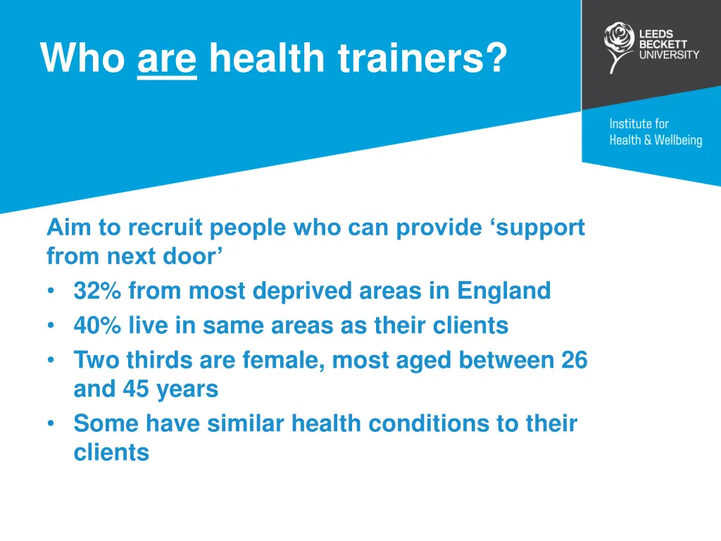 who are health trainers