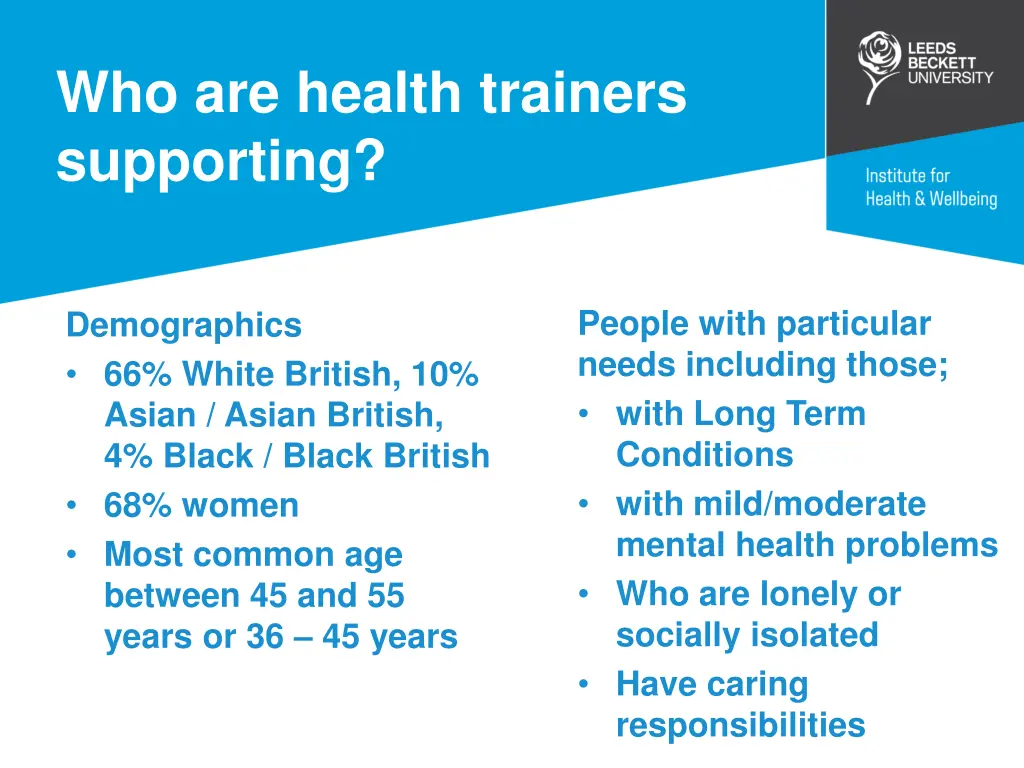 who are health trainers supporting