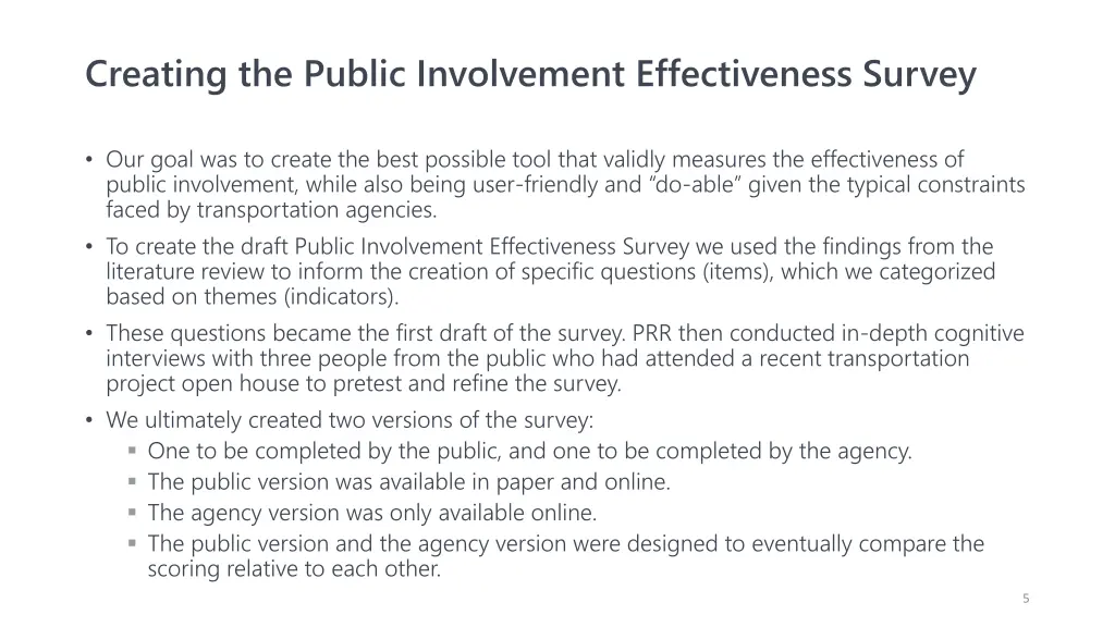 creating the public involvement effectiveness