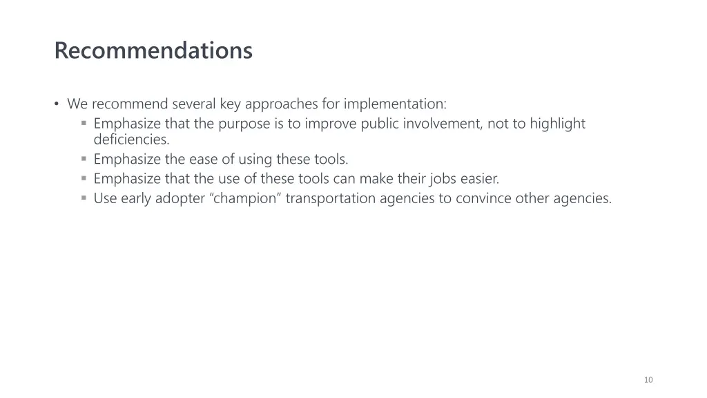 recommendations