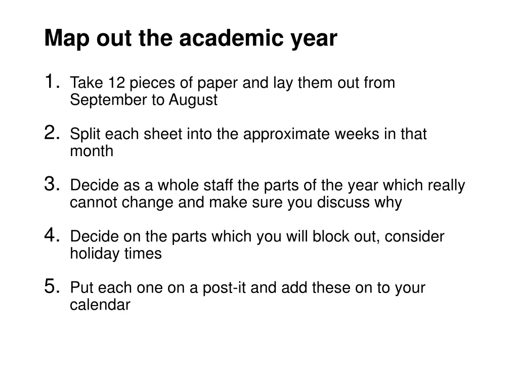 map out the academic year