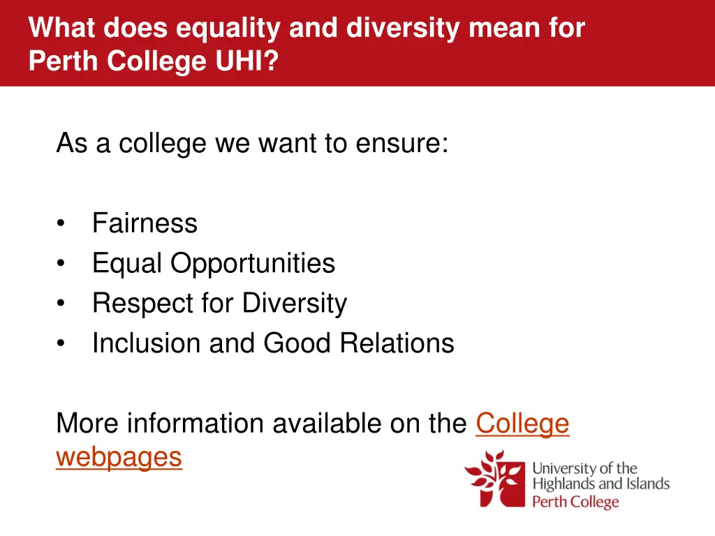 what does equality and diversity mean for perth