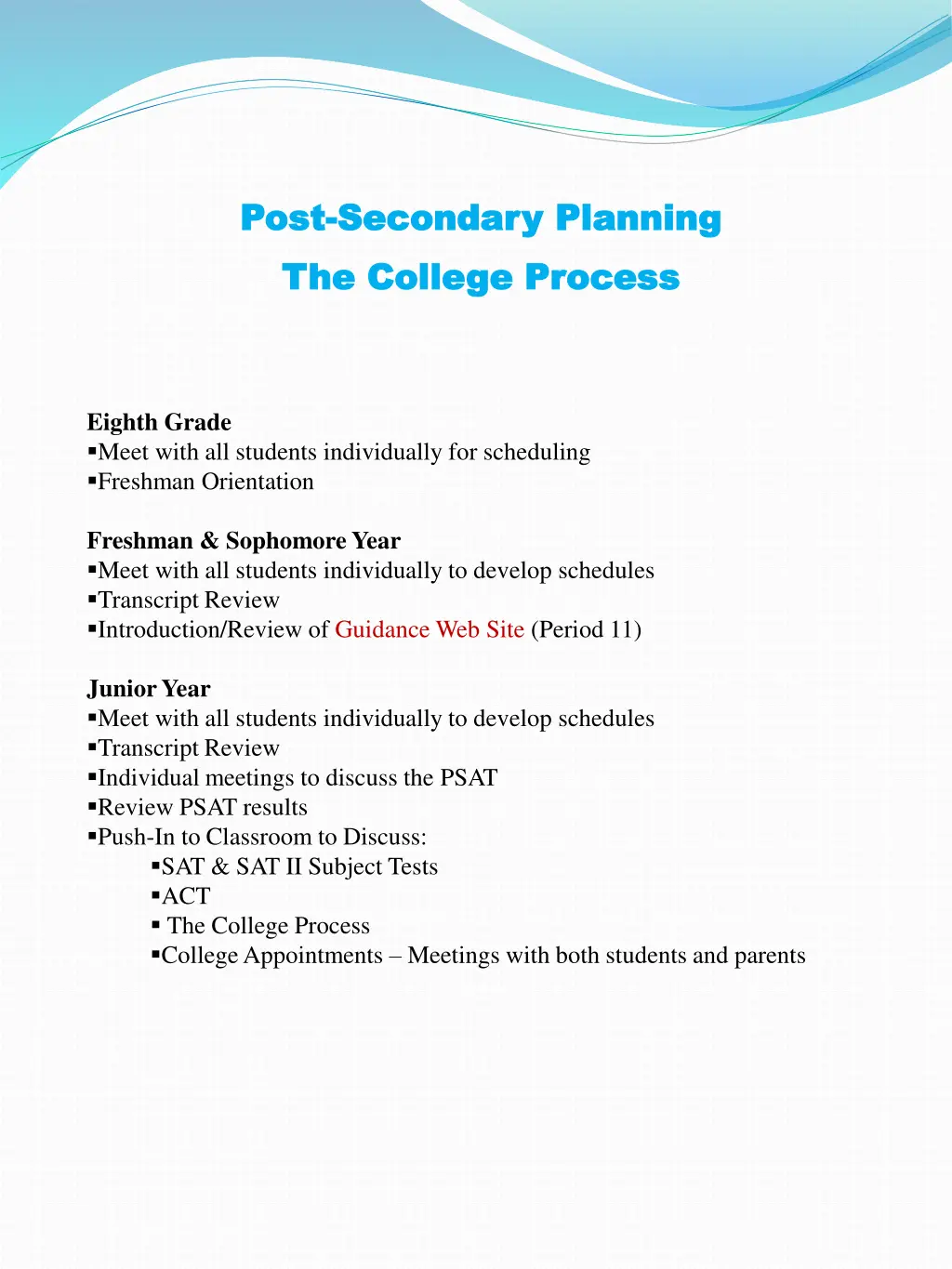 post post secondary planning secondary planning