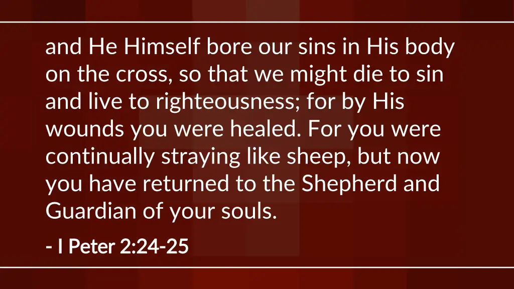 and he himself bore our sins in his body