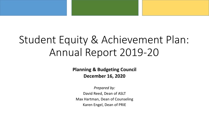 student equity achievement plan annual report