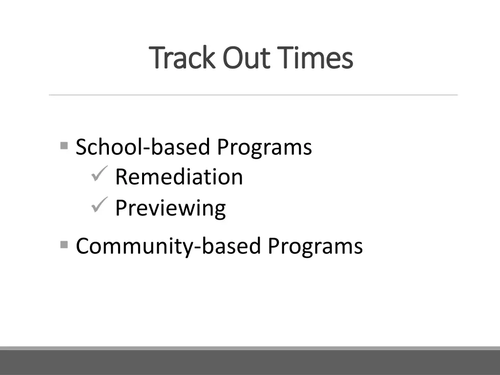 track out times track out times