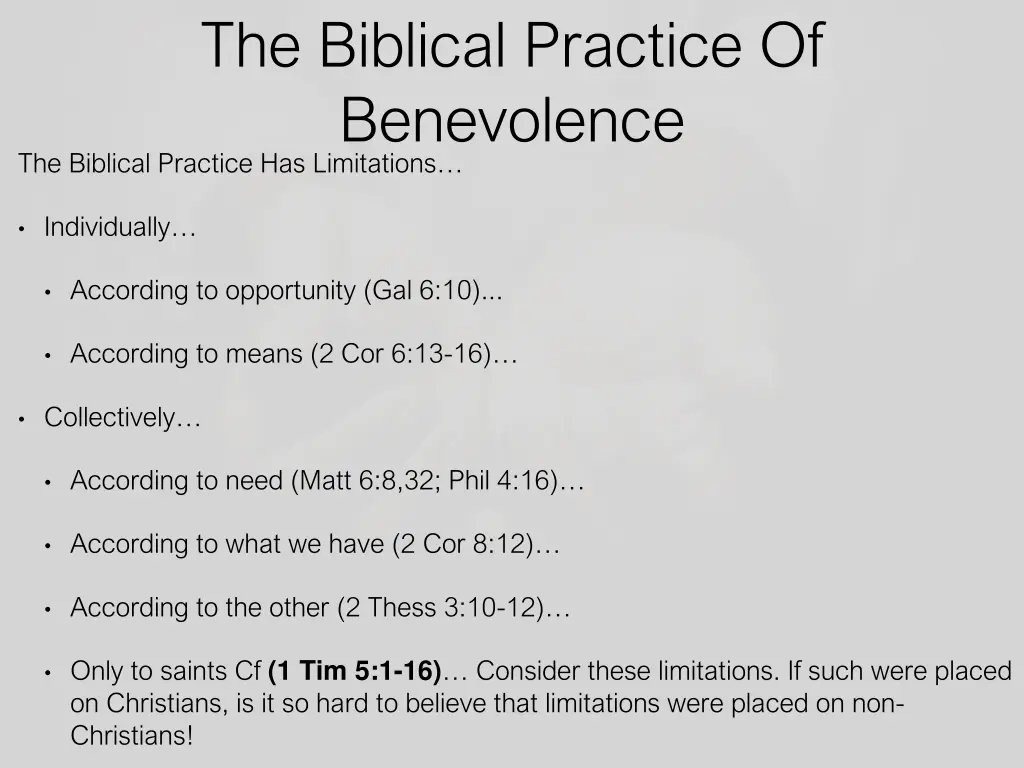 the biblical practice of benevolence the biblical