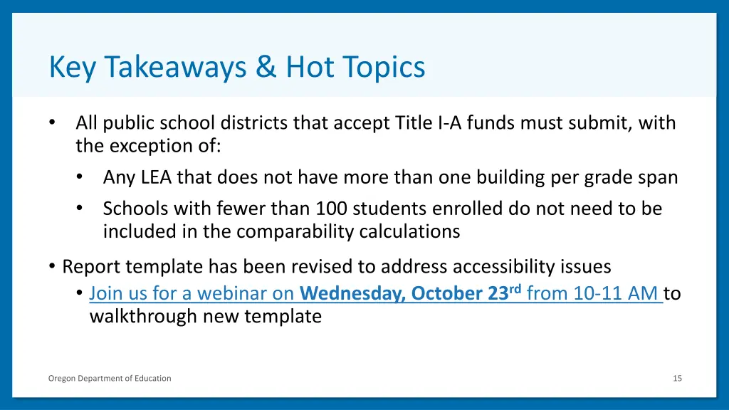 key takeaways hot topics