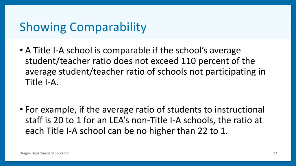 showing comparability