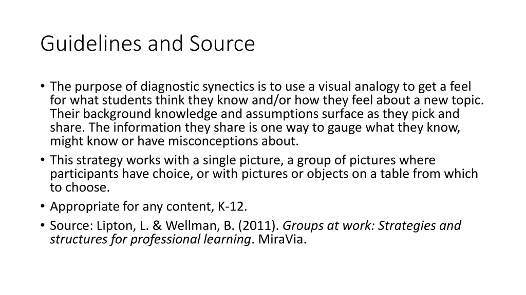 guidelines and source