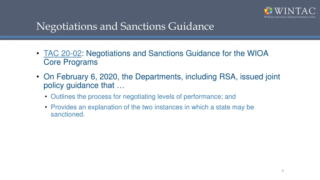 negotiations and sanctions guidance