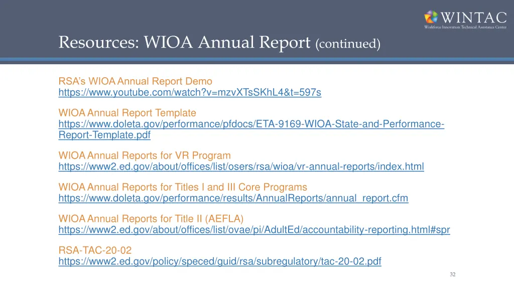 resources wioa annual report continued