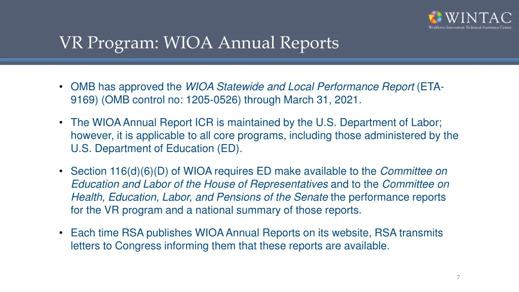 vr program wioa annual reports