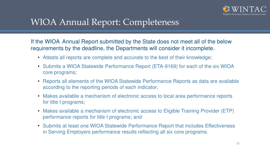wioa annual report completeness