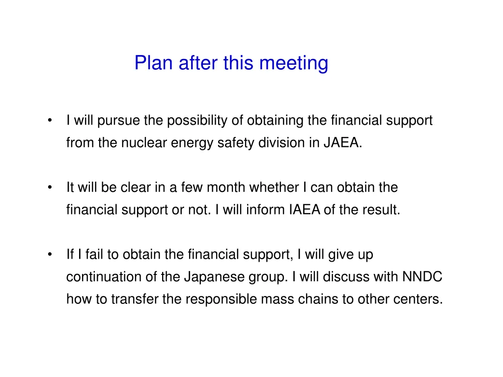 plan after this meeting