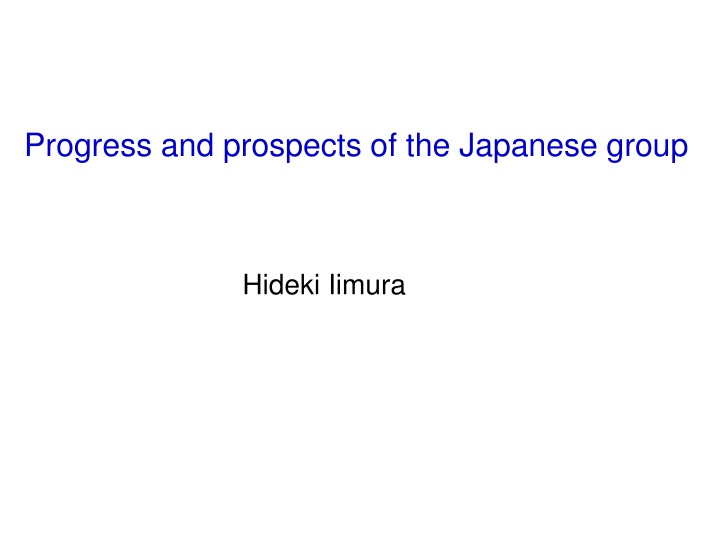 progress and prospects of the japanese group