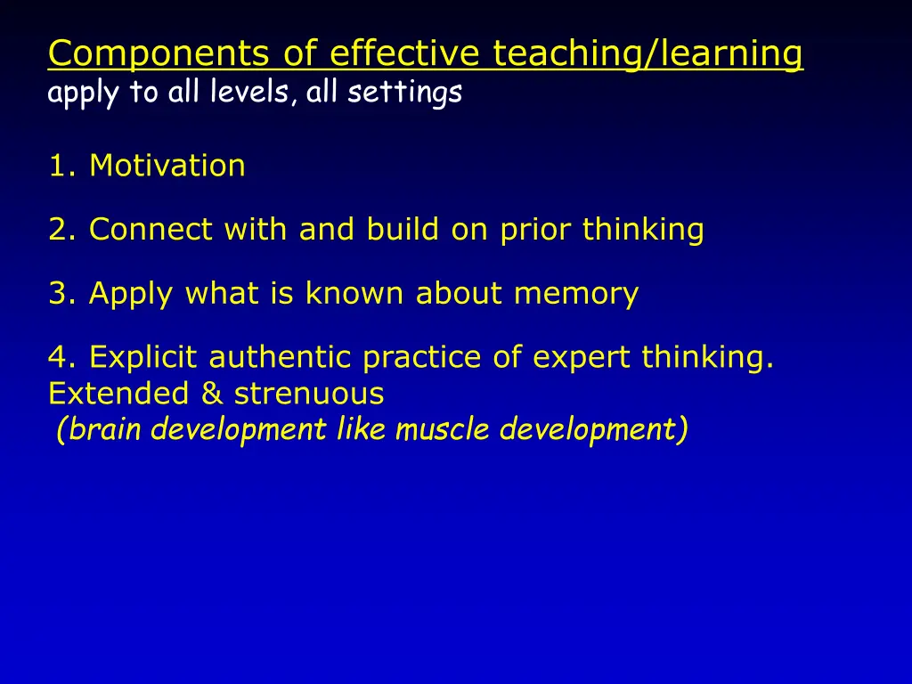 components of effective teaching learning apply