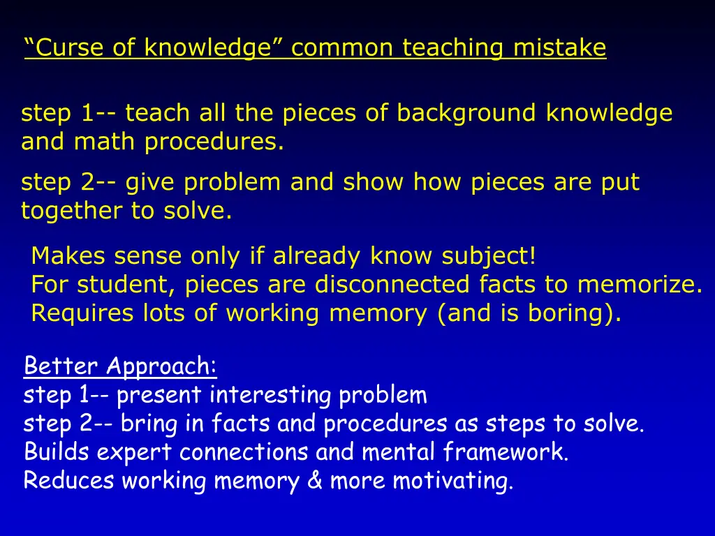 curse of knowledge common teaching mistake