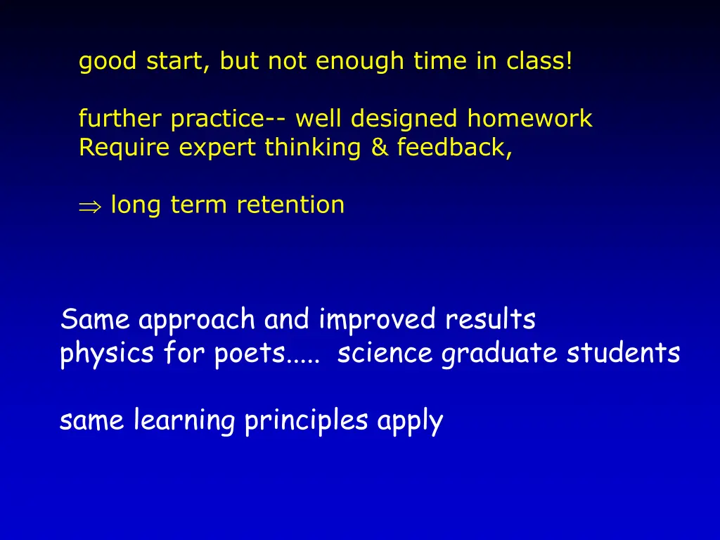 good start but not enough time in class