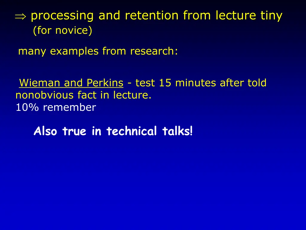 processing and retention from lecture tiny