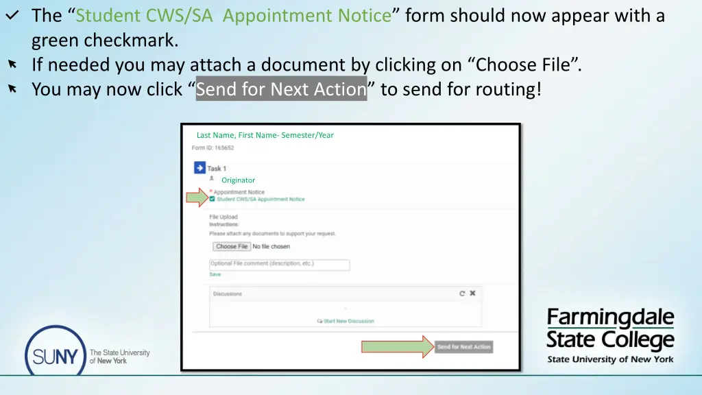 the student cws sa appointment notice form should