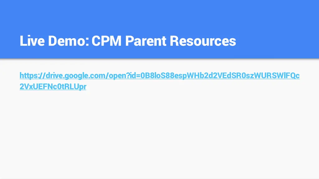 live demo cpm parent resources 1