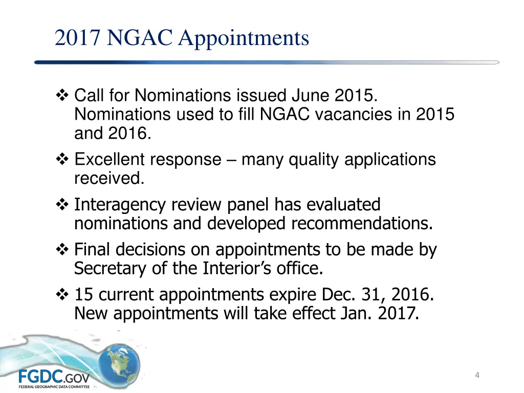 2017 ngac appointments