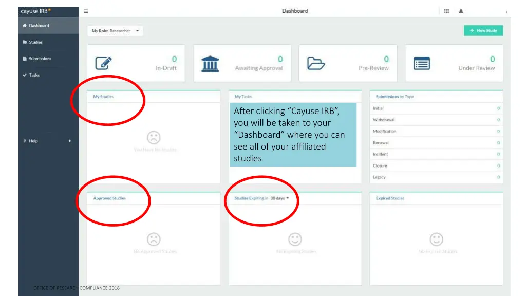 after clicking cayuse irb you will be taken