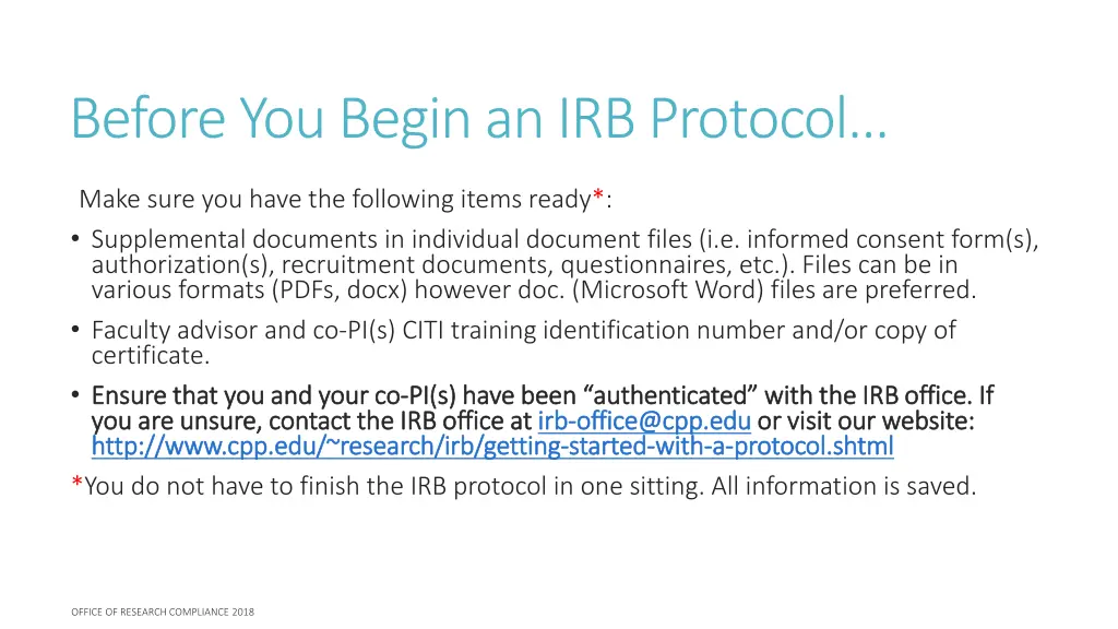 before you begin an irb protocol