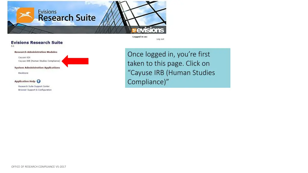 once logged in you re first taken to this page