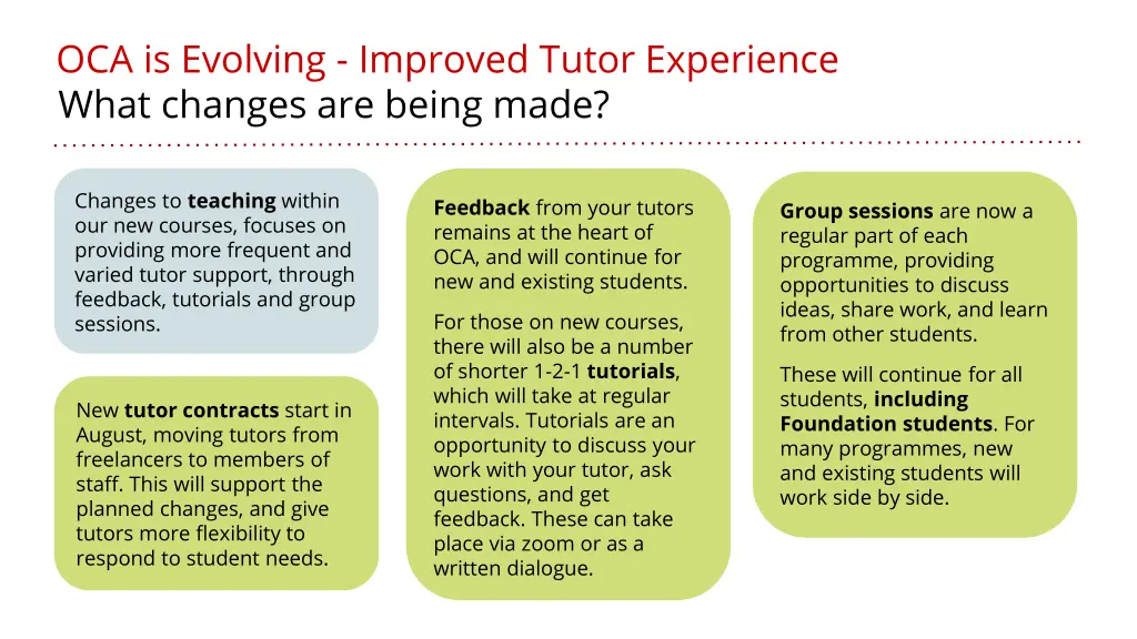 oca is evolving improved tutor experience what
