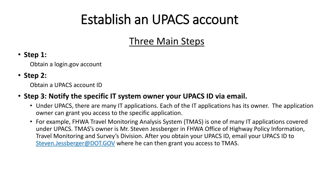 establish an establish an upacs
