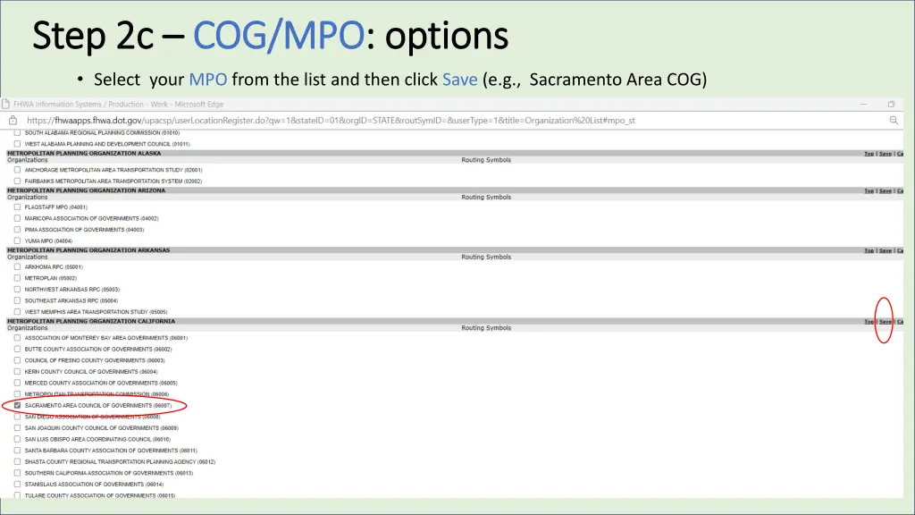 step 2c step 2c cog select your mpo from the list