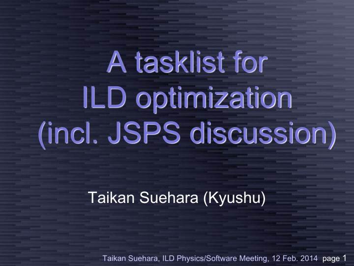 a tasklist for ild optimization incl jsps