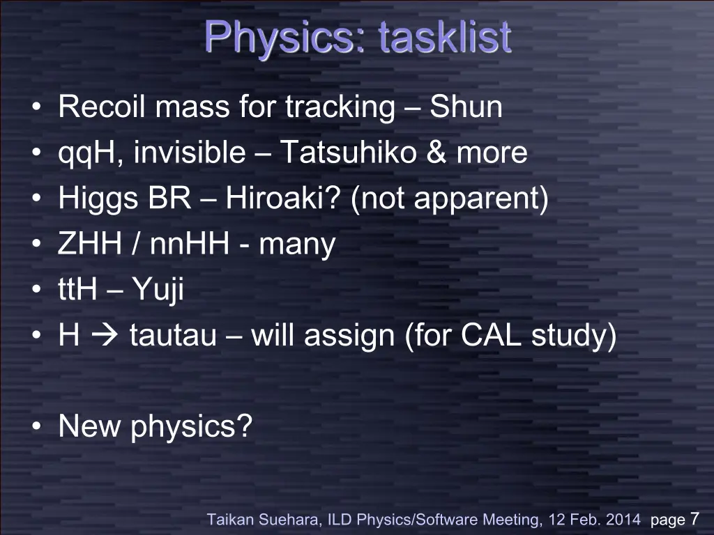 physics tasklist