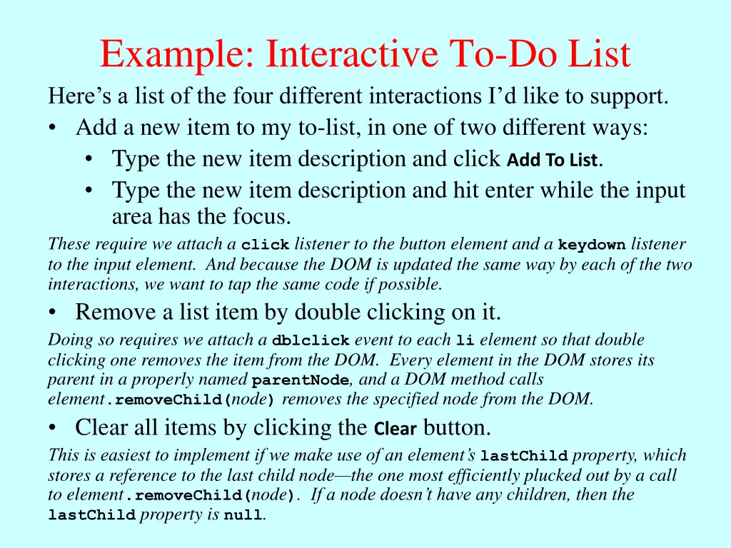 example interactive to do list here s a list