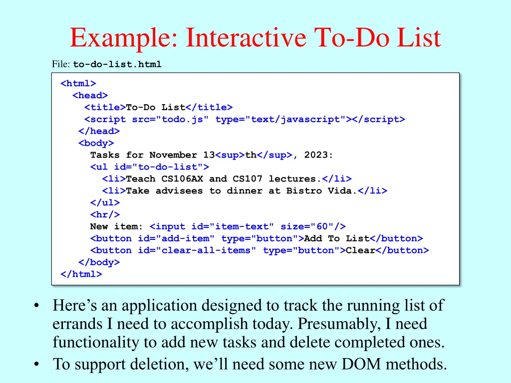example interactive to do list