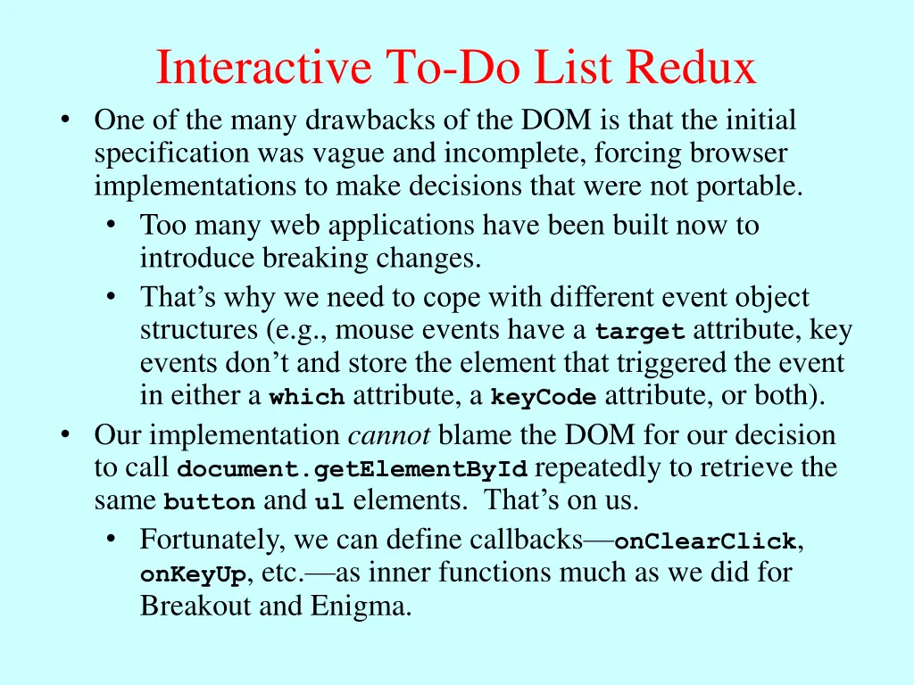 interactive to do list redux one of the many