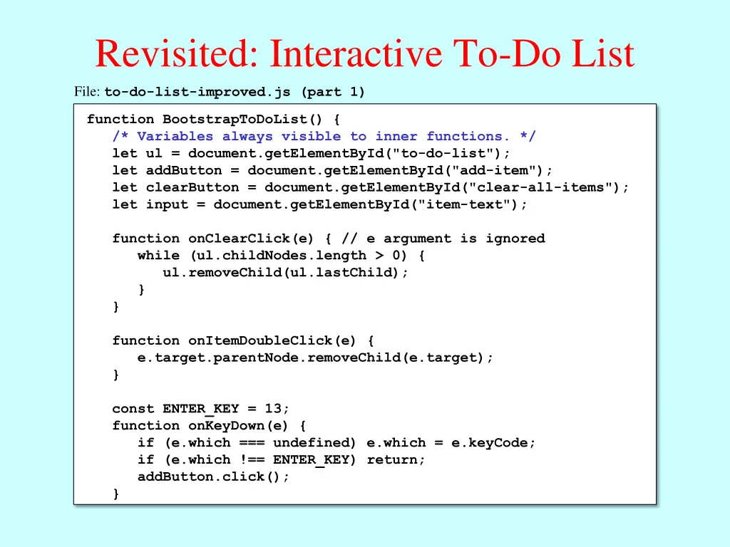 revisited interactive to do list