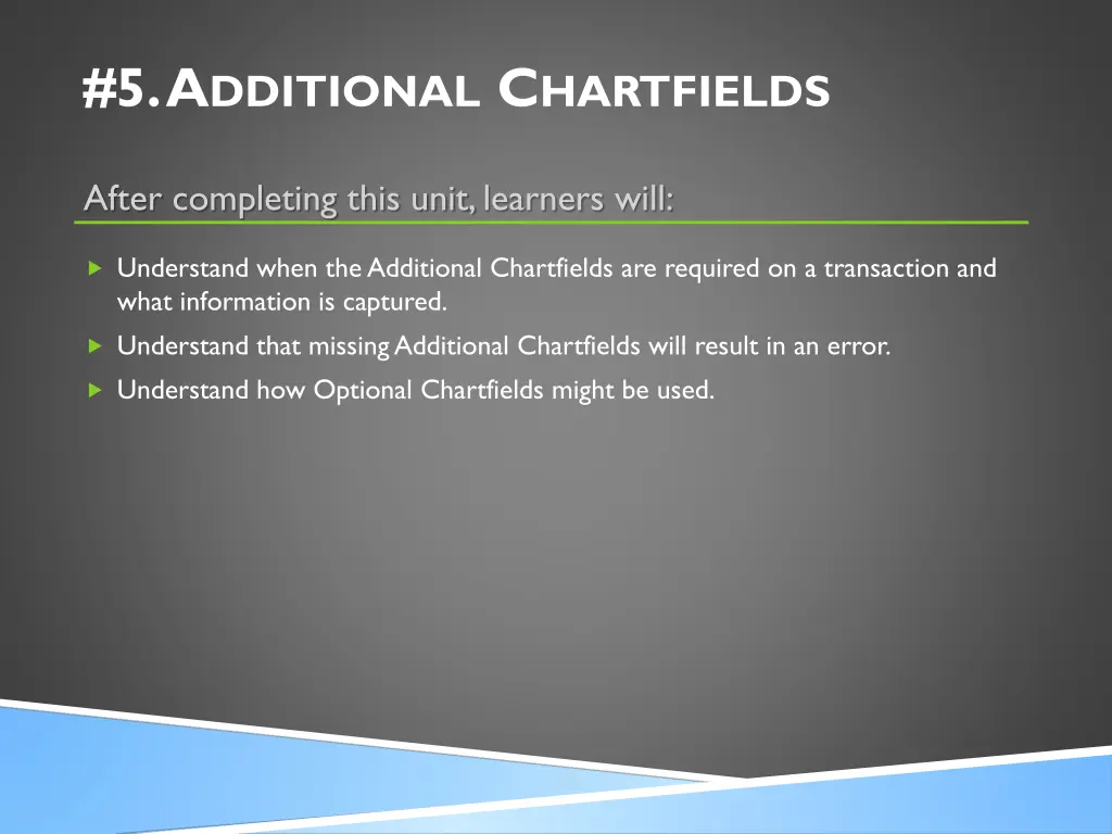 5 a dditional c hartfields