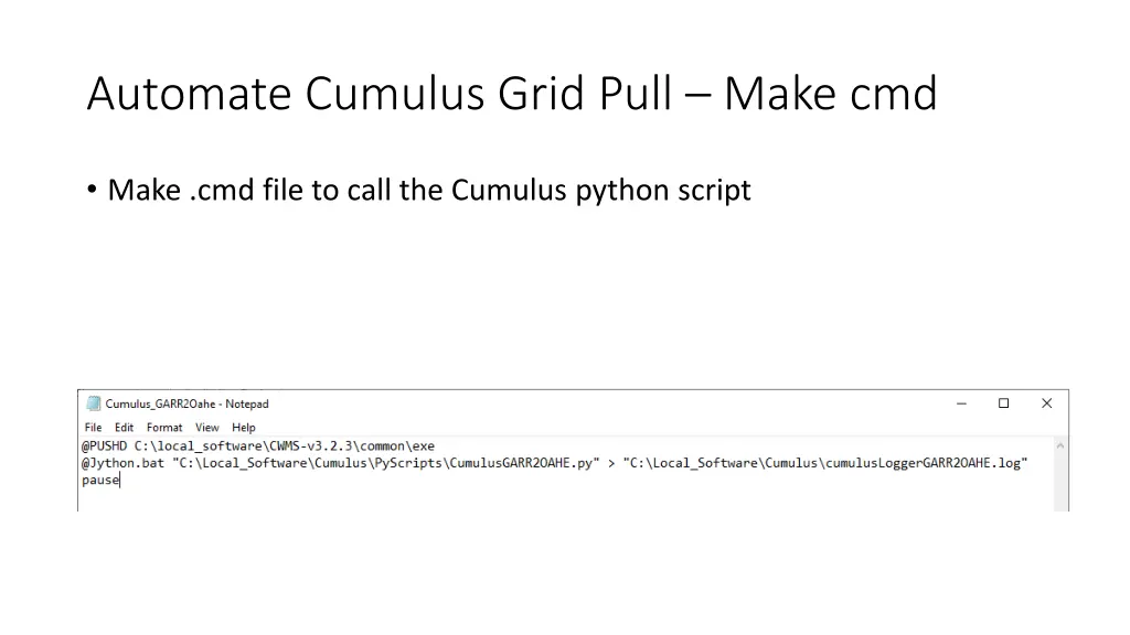 automate cumulus grid pull make cmd