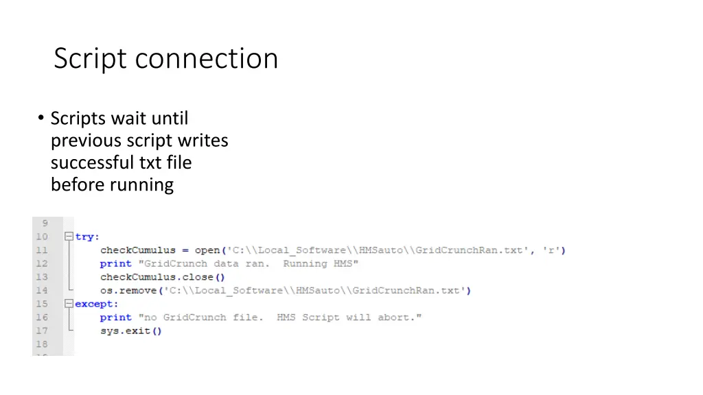 script connection