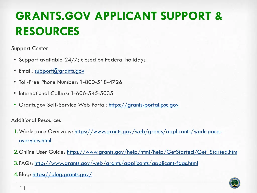 grants gov applicant support resources