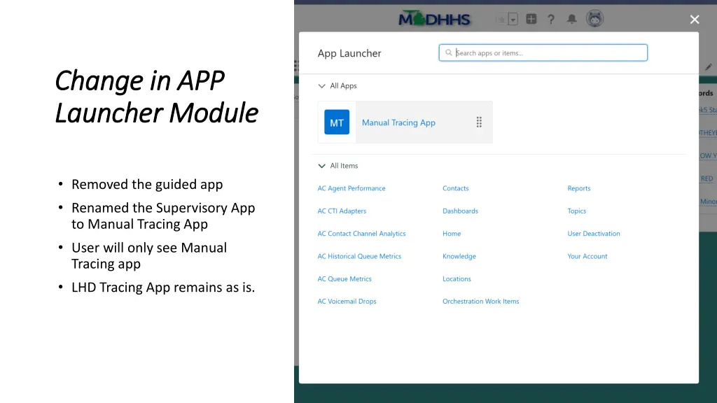 change in app change in app launcher module