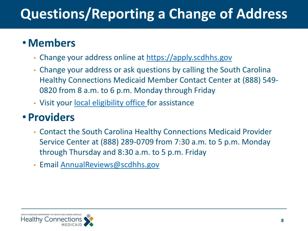 questions reporting a change of address