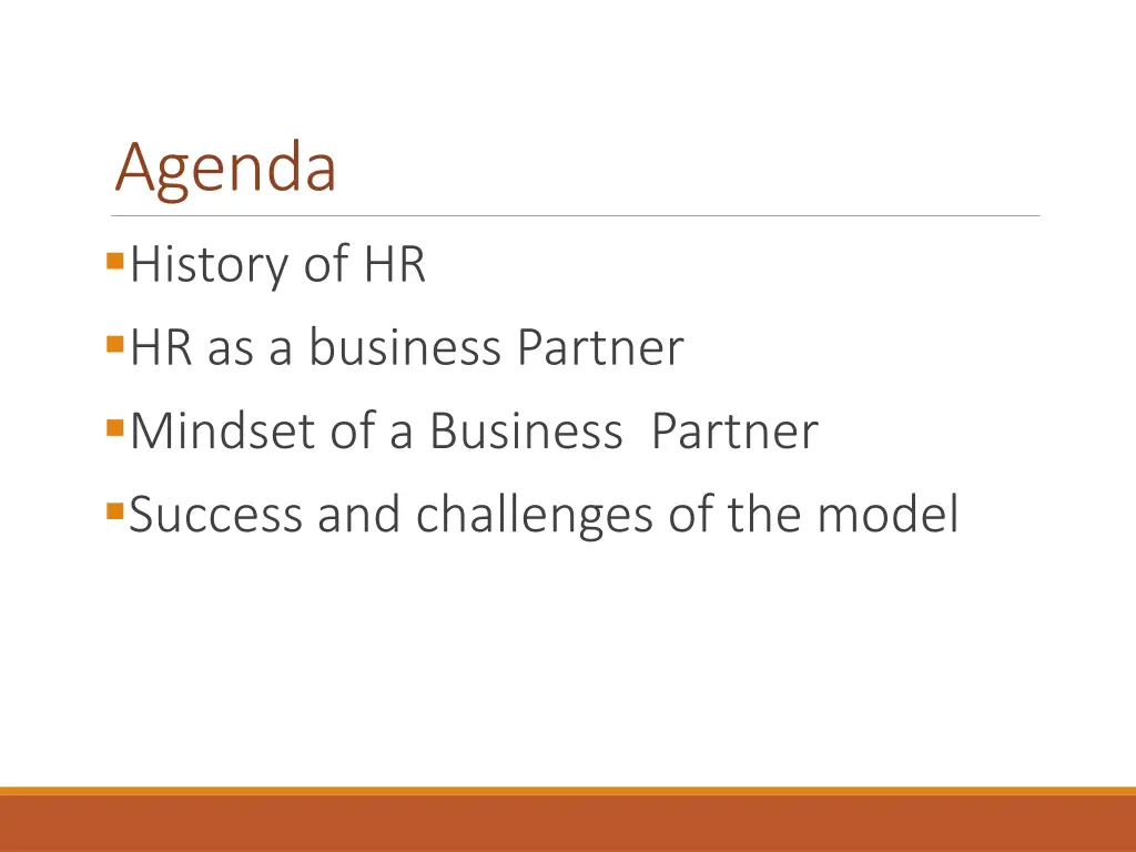 agenda history of hr hr as a business partner