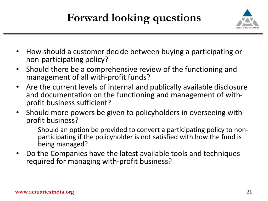 forward looking questions