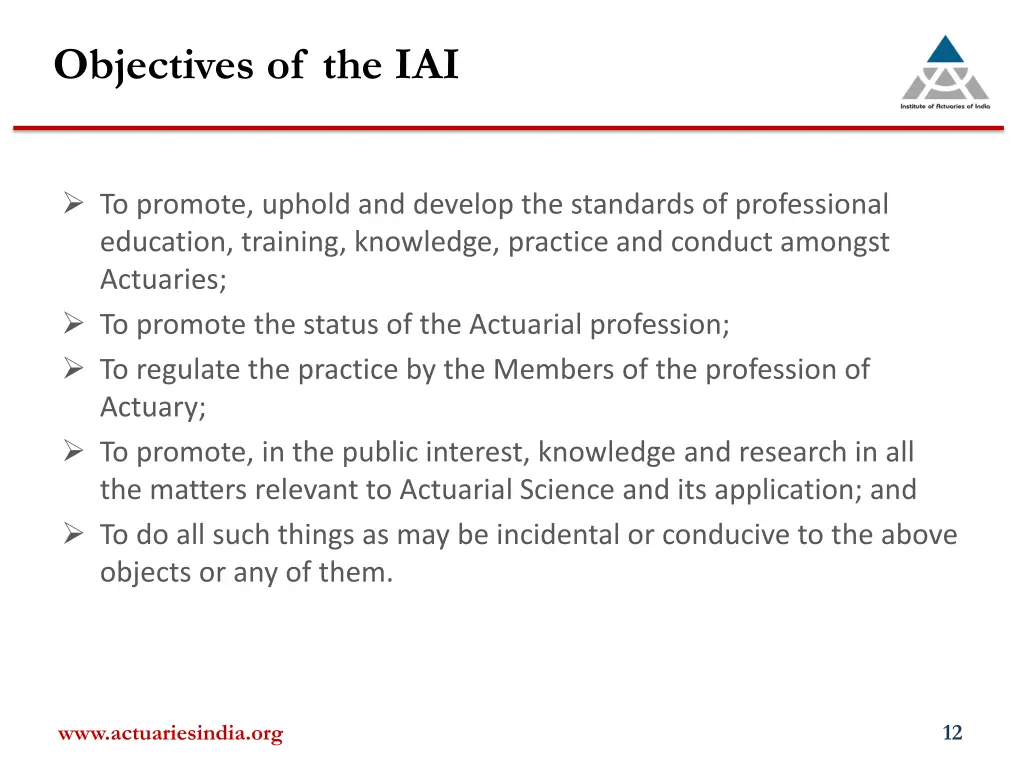objectives of the iai