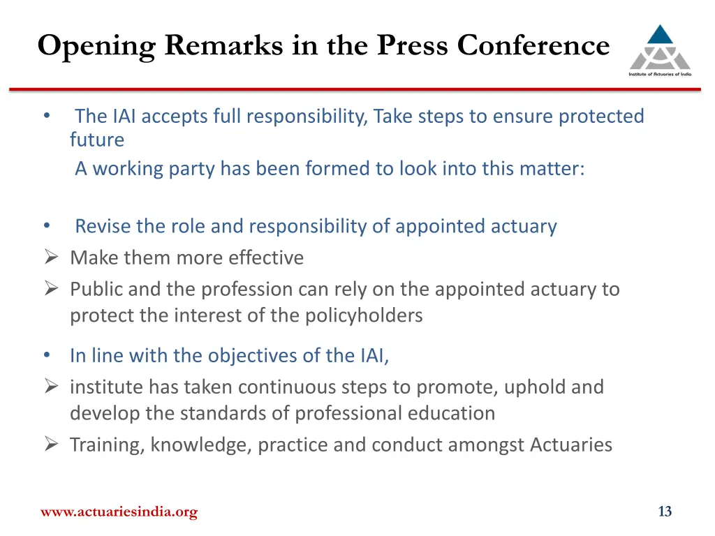 opening remarks in the press conference
